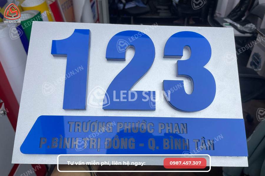 Biển số nhà alu chữ nổi sáng đèn