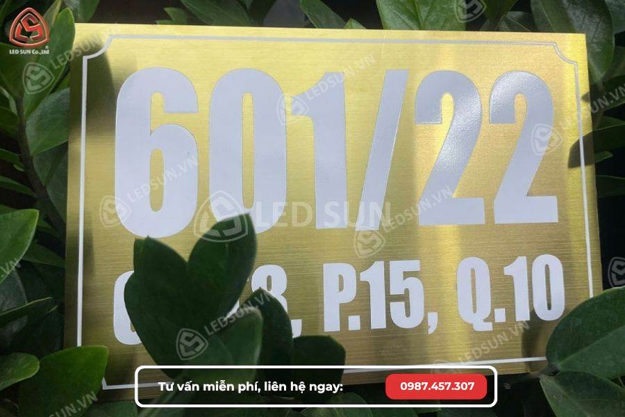 Biển số nhà inox dán decal