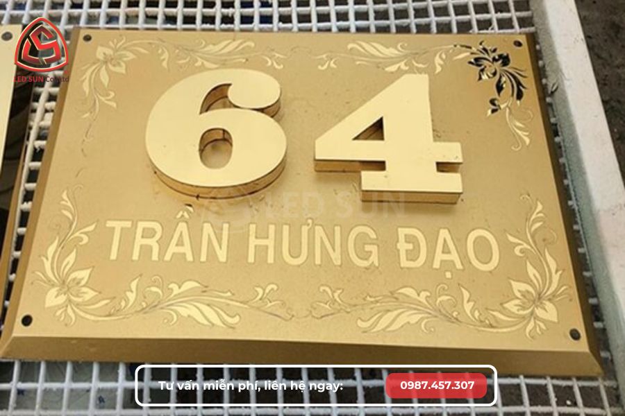 Biển số nhà inox chữ nổi