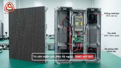 Cấu tạo cabinet led nhôm đúc die-cast aluminum mặt trước sau